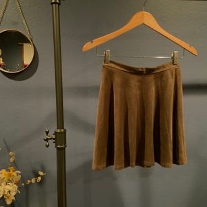 Faux suede taupe skater skirt